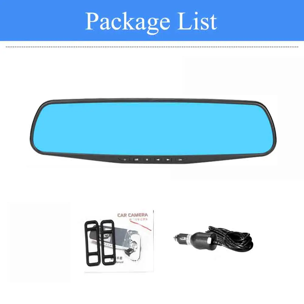 blue dvr single len Автомобильный видеорегистратор с двумя объективами, автомобильная камера Full HD 1080 P, 4,3 дюймов, видео регистратор, зеркало заднего вида с видеорегистратором заднего вида, видеорегистратор, Автомобильный регистратор - Название цвета: blue dvr single len