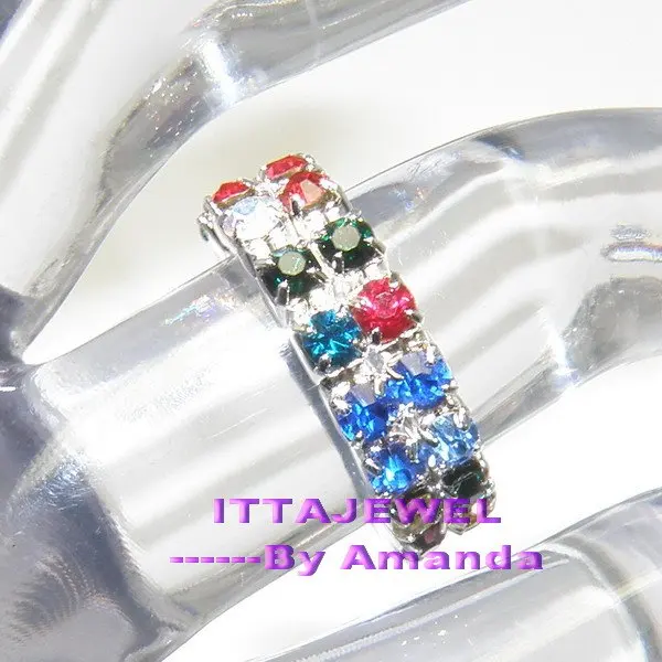 Оптовая продажа 12 штук двухрядные разноцветные тянущиеся кольца для невесты и