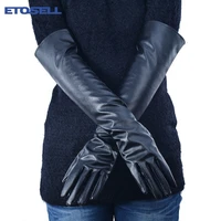 2 colors new faux long leather gloves fashion women gloves warm outdoors long design sexy gloves