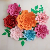 2018 giant paper flowers large rose with match leaves for baby nurseries baby shower wedding backdrop fashion trade show deco