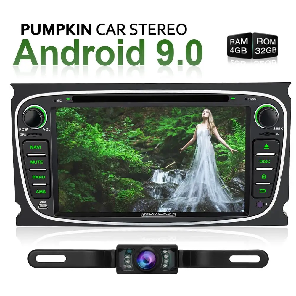 Pumpkin2 Din 7 &quotAndroid 9 0 автомобильный DVD плеер GPS навигация Qcta Core 4G RAM стерео для Ford