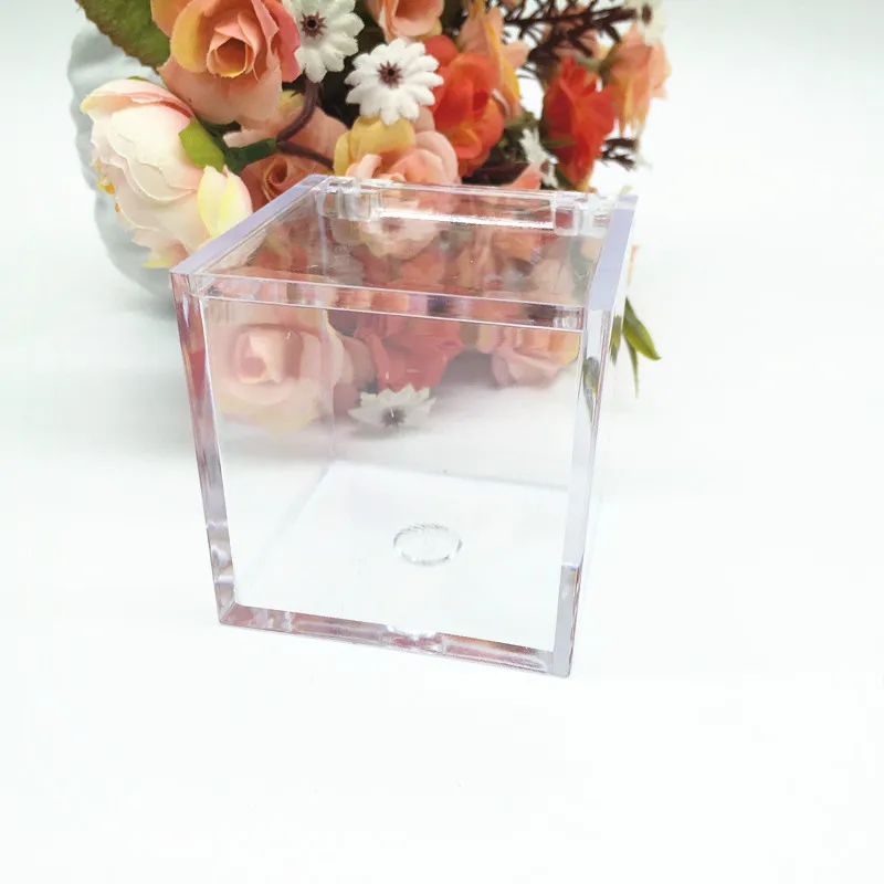 12pcs/lot Personalized Wedding Gift Box Baby Shower Favors Big Size Square Transparent Plastic Candy Box with Customized Labels