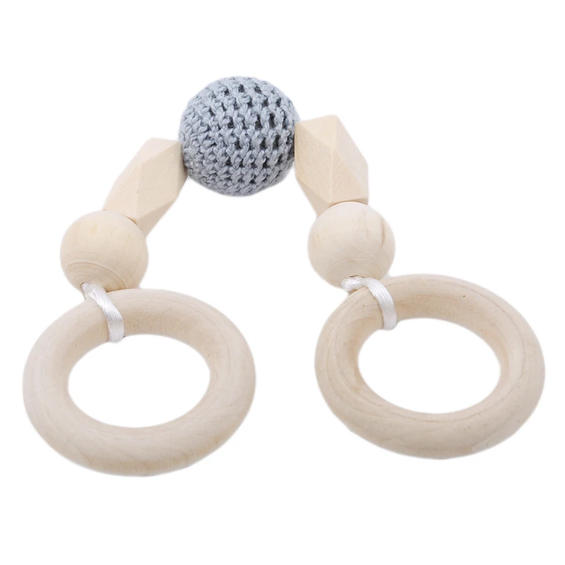 

Baby Play Gym Montessori Toys Baby Teether Beech Wood Ring Crochet Beads Wooden Bracelet Rattle Toyes Dental Care Accessories