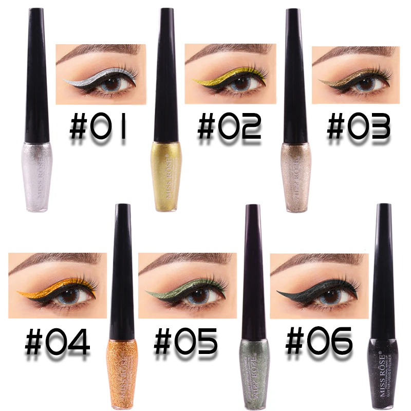 MISS ROSE 6 цветов долговечный алмазный высокий светильник подводка для глаз тени век