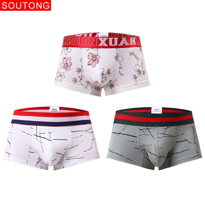 Soutong 4 шт./партия, мужское нижнее белье, боксеры, хлопковые мягкие трусы, дышащие, Cueca, боксеры Para Hombre, сексуальные мужские трусы-боксеры, шорты, нижнее белье - Color: group 14