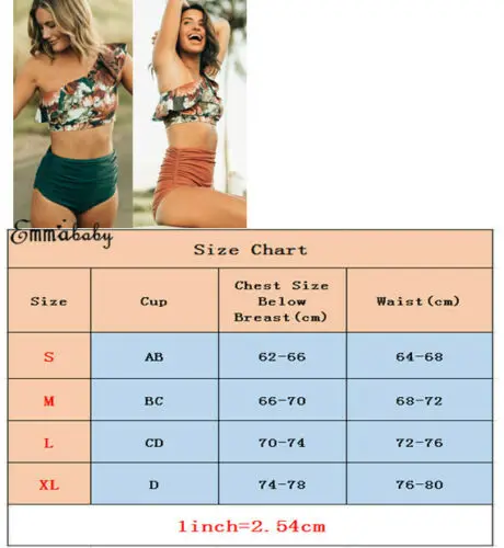 Женский комплект бикини с оборками и высокой талией купальный костюм подкладкой