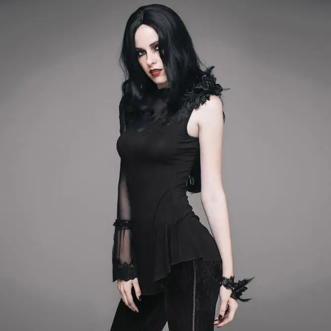 Женский топ Goth с одним рукавом ETT003|Футболки| |