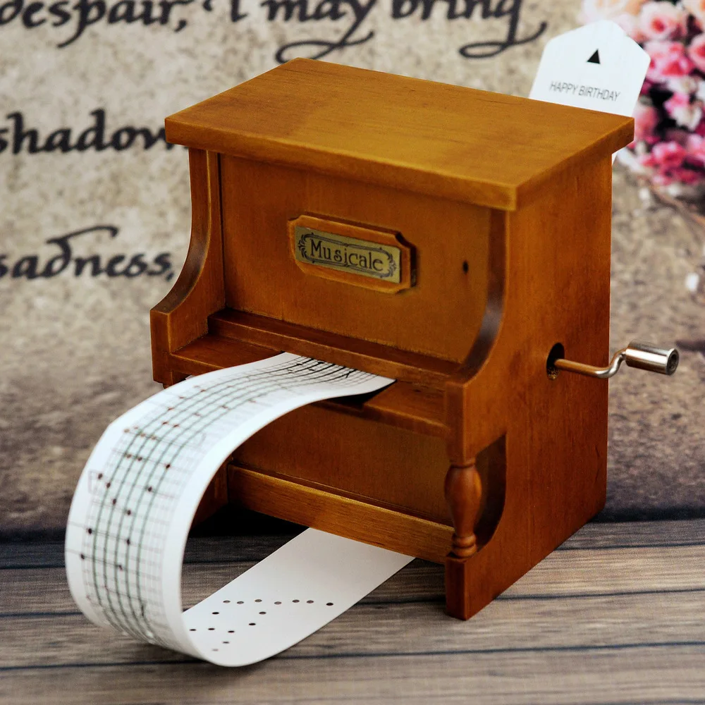 Hand-cranked music box - wood crafts Christmas Music Box cranked tape piano Piano |