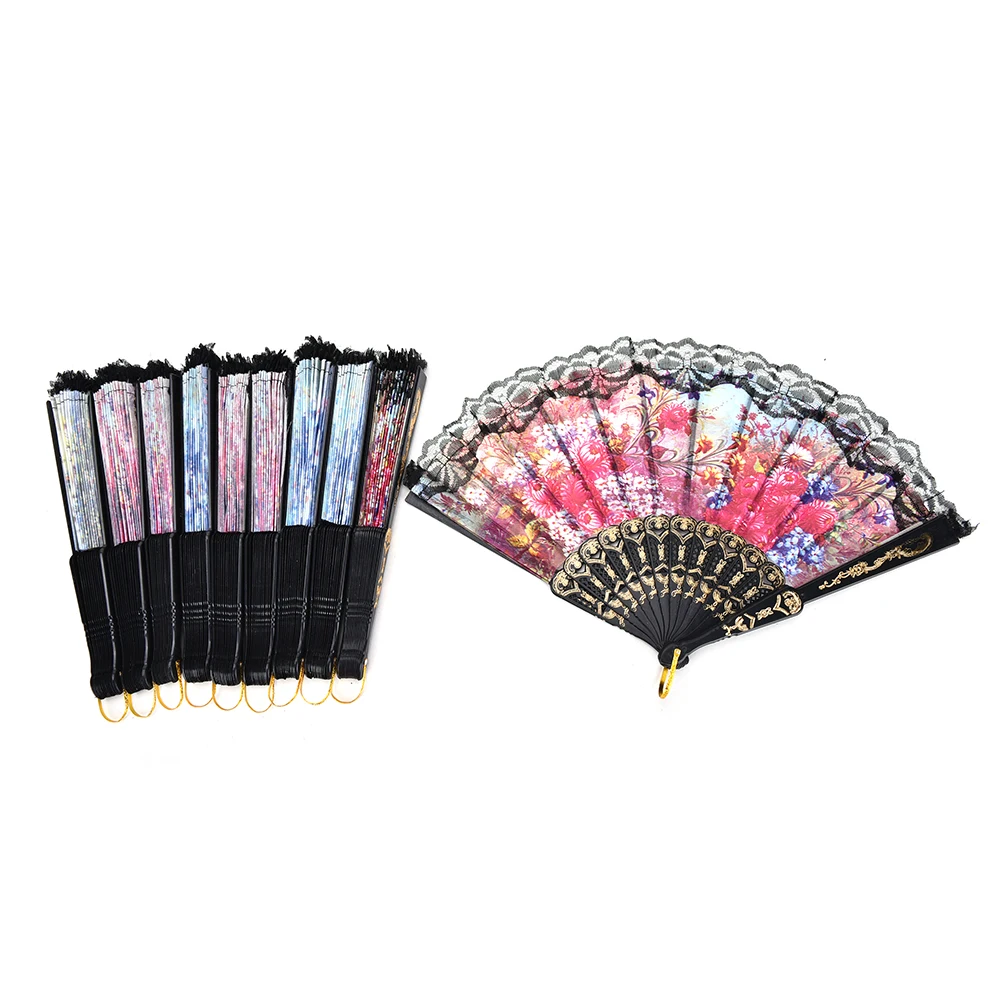 1 шт. цветок из ткани с цветочным рисунком кружевное вентиляторы складной