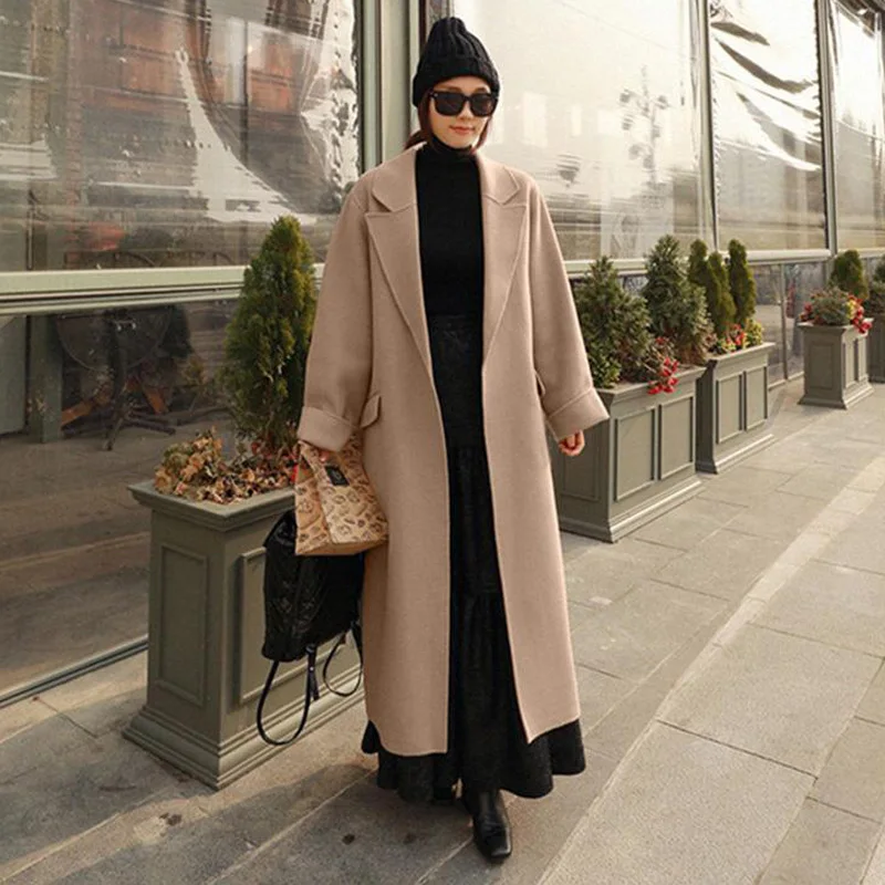 Женские пальто GETSPRING из шерсти женские зимние женское экстрадлинное в стиле