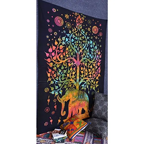 Слон Дерево жизни настенный висячий психоделический гобелен бросок индийские
