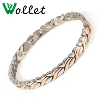 wollet jewelry 99 999 germanium pure titanuim bracelet for women partial rose gold color health care healing energy