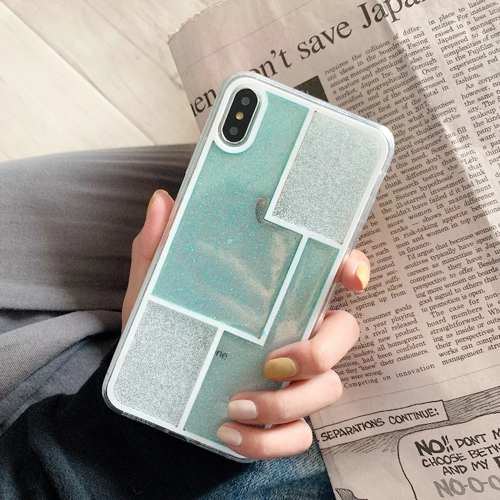 Exotic Phone Case For iPhone XR Glitter Geometric Elegant Grid Back Cover Xs max Cases 8 7 6plus Luxury Coque |