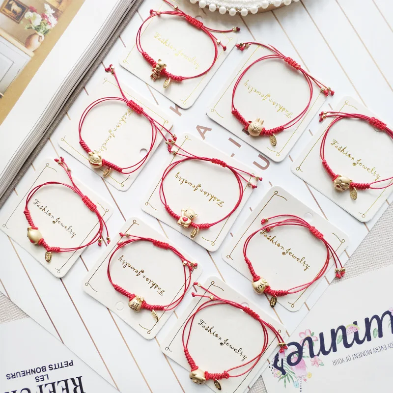 Новинка 2019 милые Мультяшные браслеты из красной веревки ручной работы