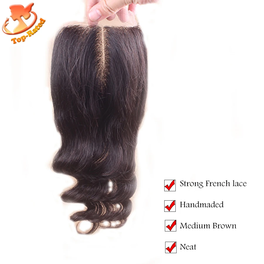 7А Необработанные Бразильский Освобождает Волну Кружева Закрытие Отбеленные