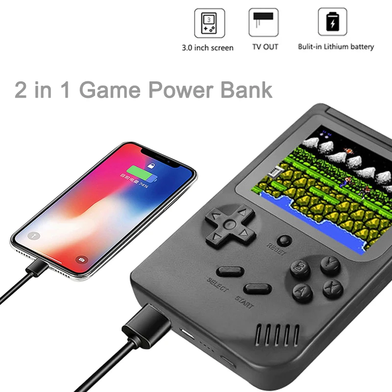 2 в 1 портативная игровая консоль power Bank Ретро Встроенный 4000 мАч литиевая батарея