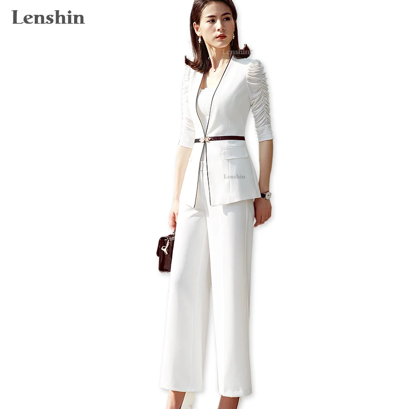 Женский Деловой брючный костюм Lenshin комплект из двух предметов деловая форма с