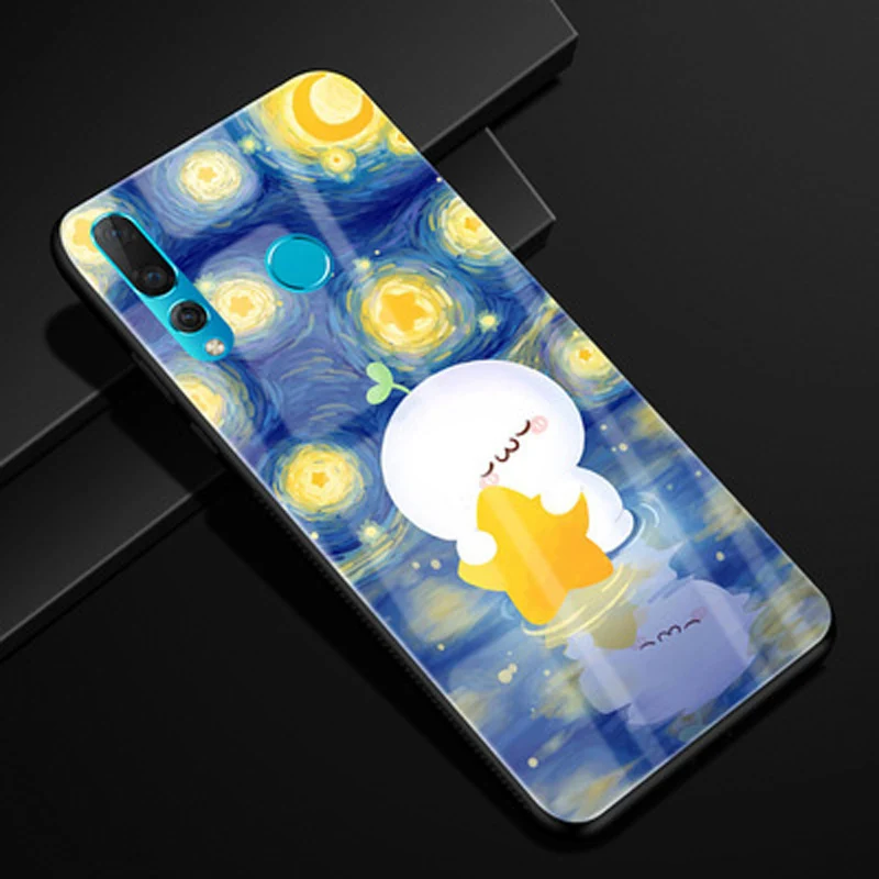 Роскошный чехол для телефона с закаленным стеклом huawei Nova 4 мультфильм шаблон