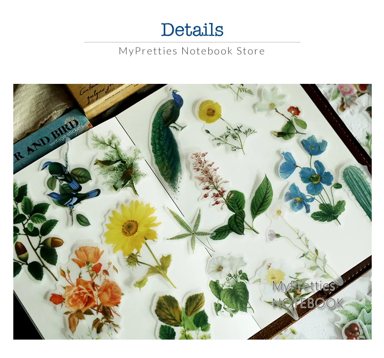 MyPretties птицы и цветы канцелярские наклейки 56 шт Винтаж DIY дневник планировщик Скрапбукинг наклейки