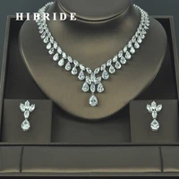 hibride brilliant crystal cubic zirconia wedding jewelry sets for women bridal earring necklace set factory price n 317