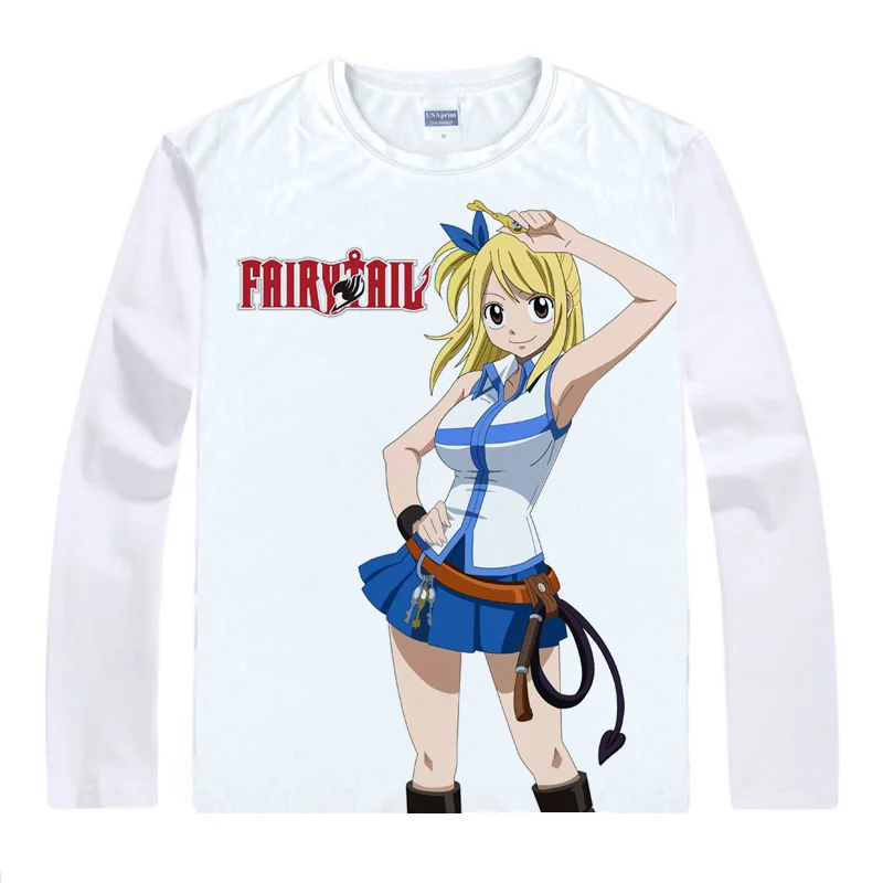 Style 1 Coolprint аниме рубашка Феи хвост футболки мульти-стиль с длинным рукавом Natsu Dragneel Lucy Heartfilia Косплей Motivs Kawaii рубашки - Цвет: Style 1