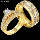 Роскошные ювелирные изделия из Кубического циркония золотого и серебряного цвета обручальное кольцо набор для женщин 2 шт. или 1 шт. мужское кольцо