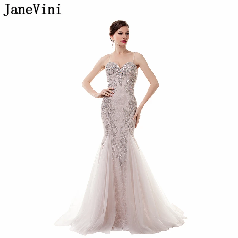 JaneVini 2018 сексуальные платья подружки невесты русалка с коротким шлейфом Тонкие