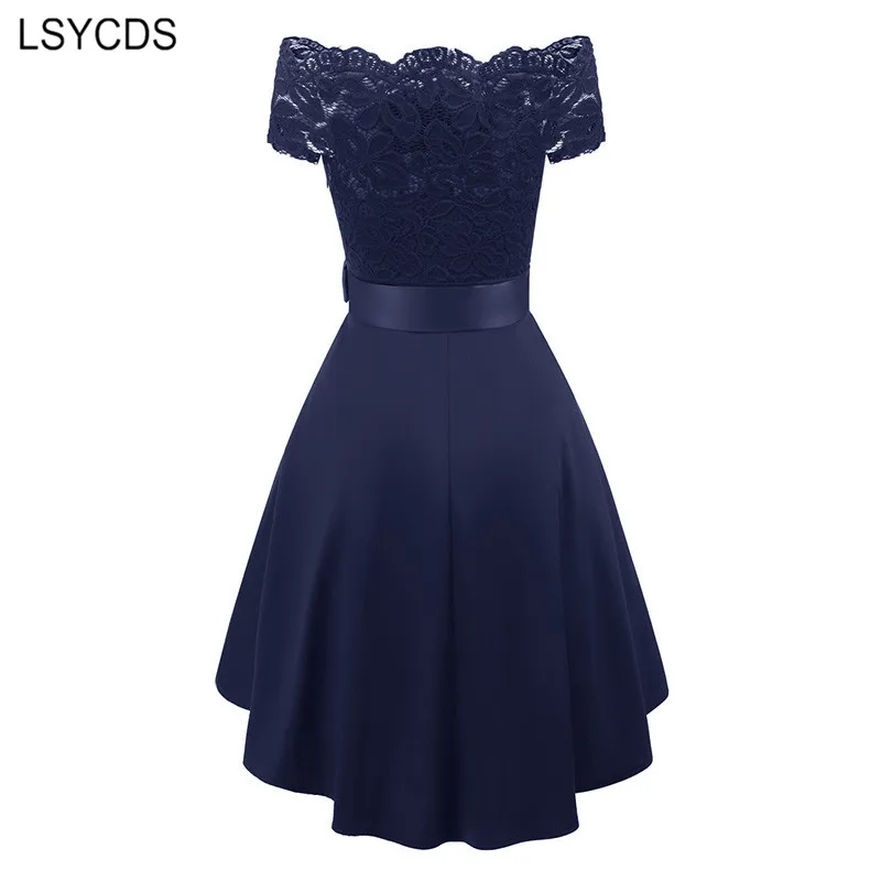 Женское платье с коротким рукавом LSYCDS 2XL винтажные вечерние кружевные мини