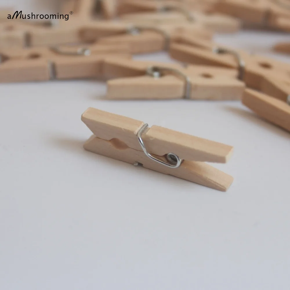 50 шт. 3 см из натурального дерева мини деревянная прищепка для белья | Деревянный