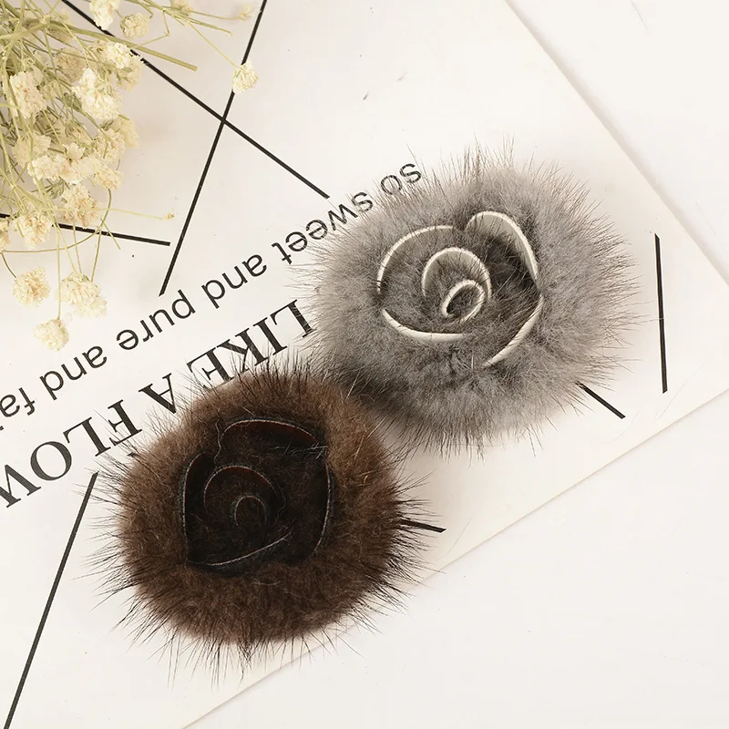 6 см натуральный пушистый мех норки Цветочный Аксессуар для шляпы обуви заколки