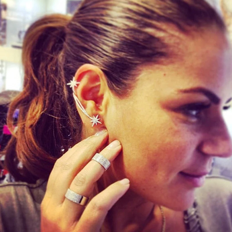 Серьги каффы Wukaka из стерлингового серебра серьги клипсы со звездами кафффы