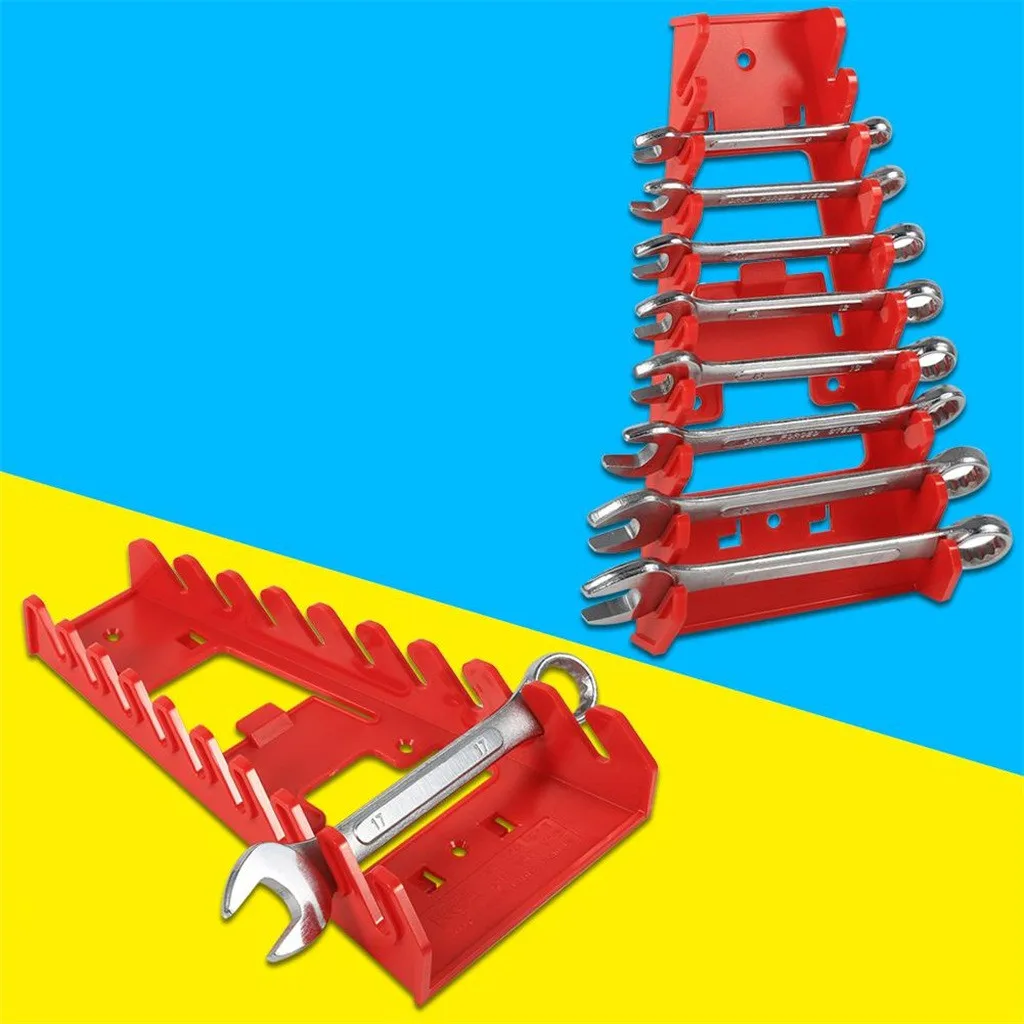 Plastic Red 9 Slot Wrenches Rack Standard Organizer Holder Tools Wall Mounted July#15 | Дом и сад