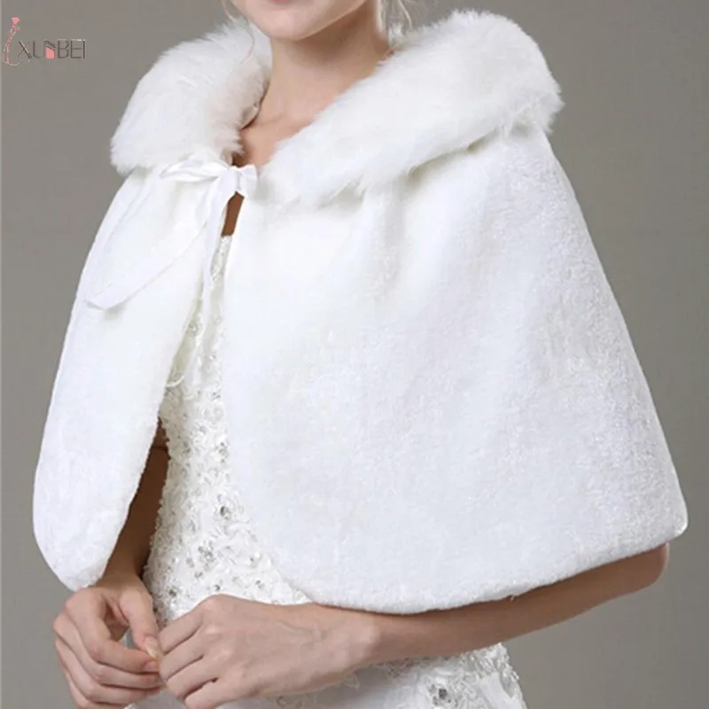 

New White Faux Fur Women Wedding Bridal Bolero Shrug Wrap Shawl Jacket Cape Stole Coat Wedding Accessories