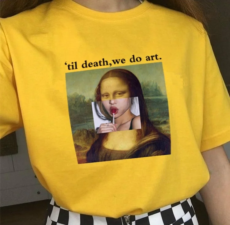 Hahayule JBH до смерти мы делаем арт Tumblr футболка с цитатами унисекс Monalisa леденец гранж