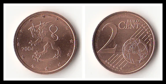 Финская коллекция монет 2 евро цента оригинальный Год мировая Европа настоящие