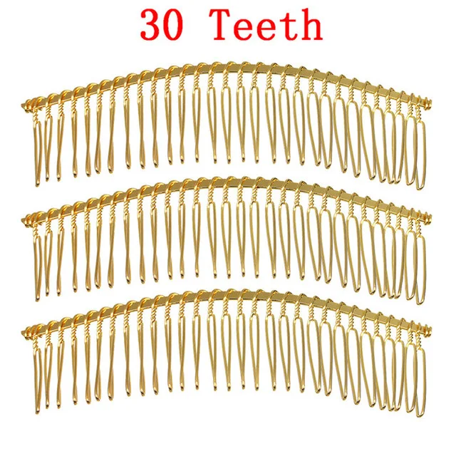 Gold 30 Teeth 6 шт./лот, 10 15 20 30 зубы черный/золото/родием заколки-гребни свадебные аксессуары для волос; свадебные гребни для самостоятельного создания ювелирных украшений - Окраска металла: Gold 30 Teeth