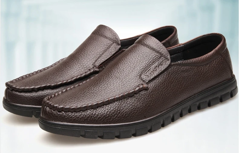 2017 Fashion Men Boat Shoes Loafers Slip on Mens Flats genuine Leather Moccasin black brown casual Man Driving | Обувь