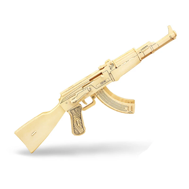 AK 3D головоломка DIY Сборная модель военный деревянный натуральный игрушечный пистолет оружие наборы паззлов для взрослых детей развивающие игрушки ручной работы - Цвет: AK