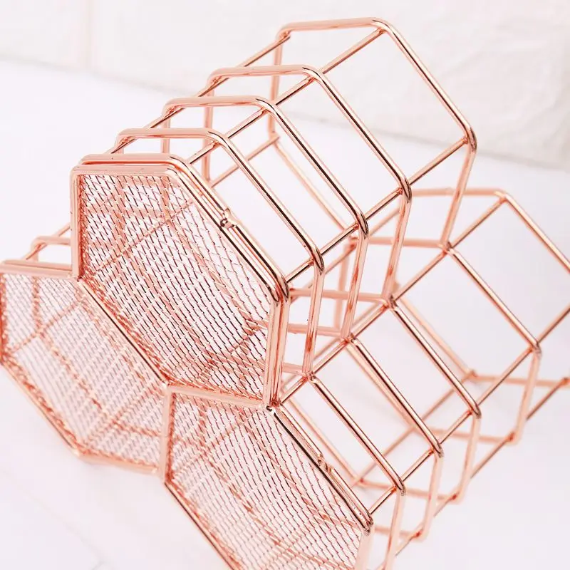 Скандинавский стиль коробка для хранения косметики шестигранный чехол Кисть ручка карандаш держатель для карандашницы Железный контейнер для хранения