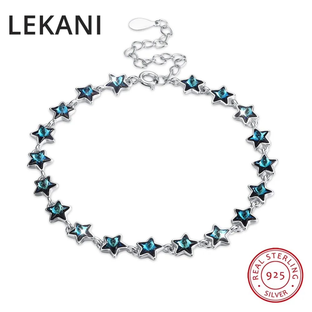Женский браслет с бусинами LEKANI из серебра 925 пробы кристаллами SWAROVSKI роскошные