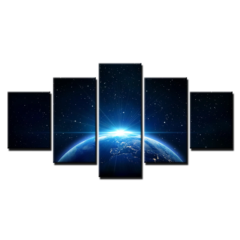 Печать на холсте Картины Wall Art Home Decor 5 шт. Вселенная земля плакат &quotПланета&quot