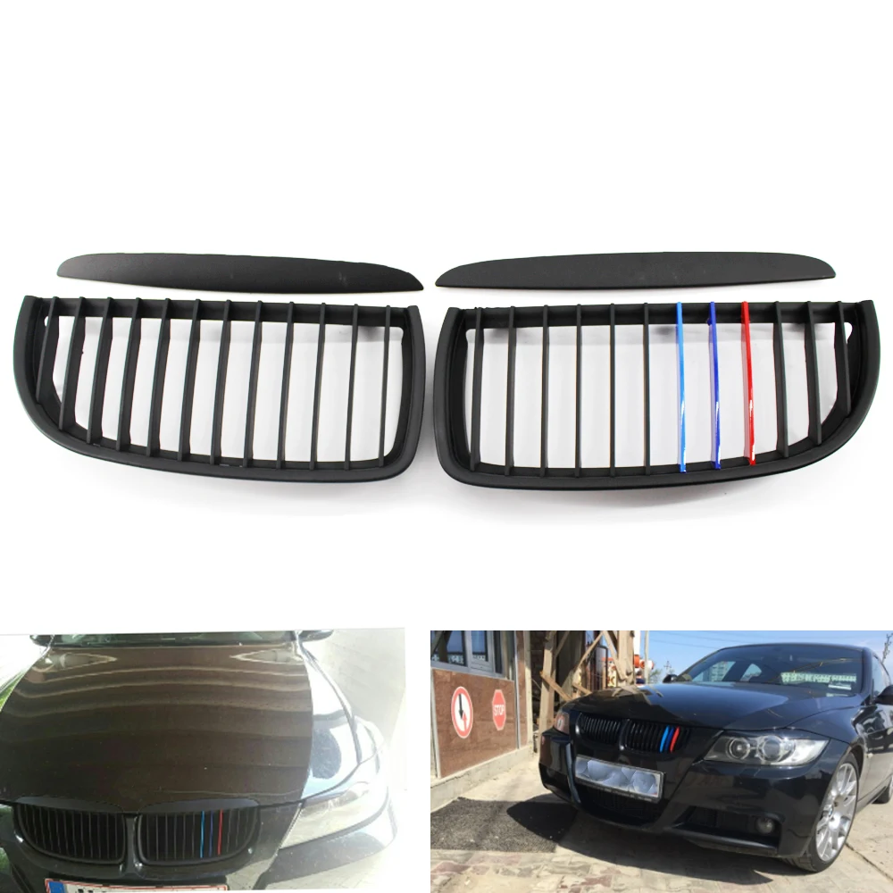 

Front Grille Matte Black M Look Fit for E90 E91 3Series 05-08 Grill Pre-facelift
