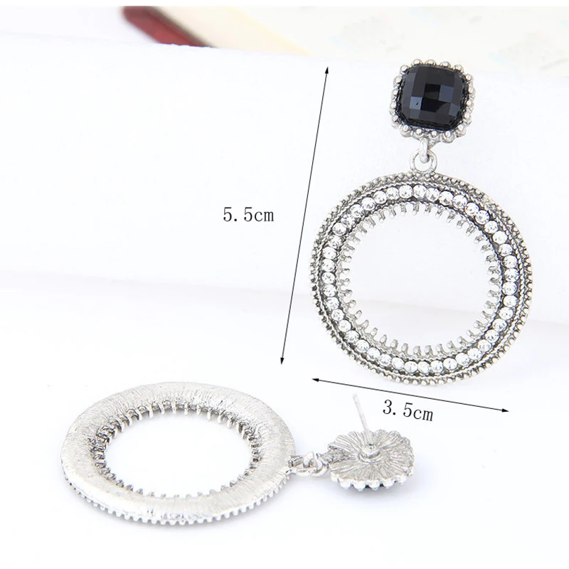 Роскошные большие круглые висячие серьги Anise с полностью кристаллами для женщин