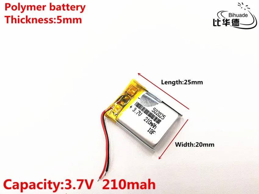 1 шт./лот 3,7 V 210mAH 502025 полимерный литий-ионный/литий-ионный аккумулятор для DVR, gps, mp3, mp4