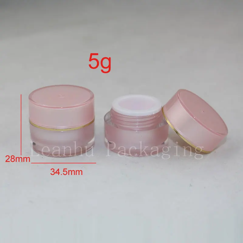

5g X 20 pink color double wall cream Plastic Makeup jar container ,Empty Cosmetic jar bottles ,acrylic jar 5g for cosmetics