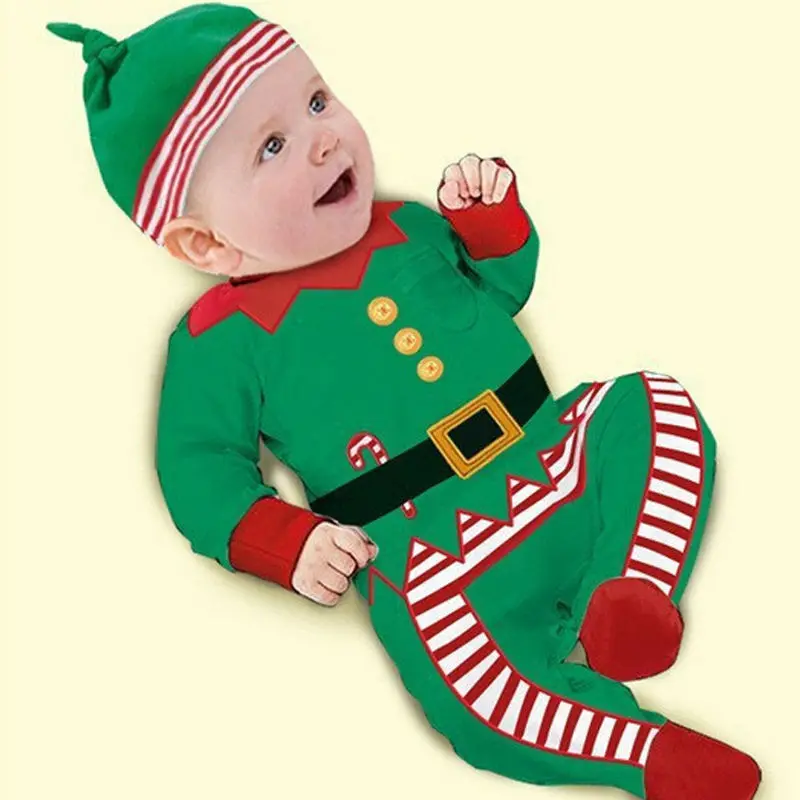 Рождественская детская одежда для маленьких девочек и мальчиков комбинезоны