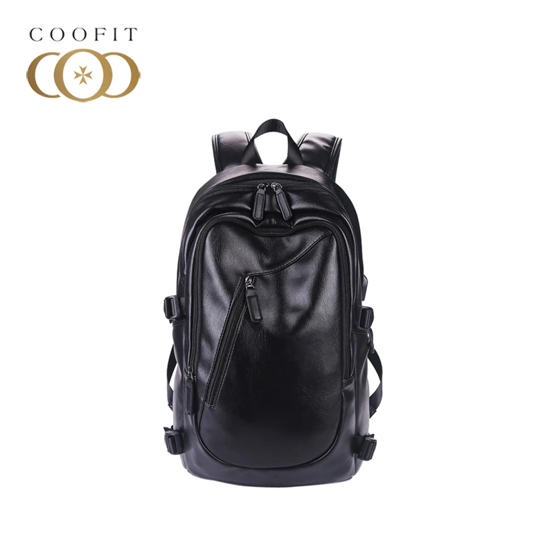 Coofit мужской школьный рюкзак Стильный PU кожаный водонепроницаемый
