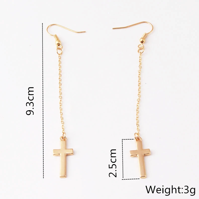 Punk Cross Pendants Drop Earrings Zinc Alloy Long Tassel Chain Dangle for Women 4A2033 |