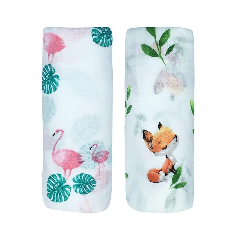 Animal Series Комплект из 2 предметов, мягкое бамбуковое хлопковое детское одеяло, муслиновое Пеленальное Одеяло, 30% хлопок, 70% бамбук, для новорожденных, бамбуковое муслиновое одеяло, s Марлевое одеяло для ванны - Color: Animal Series