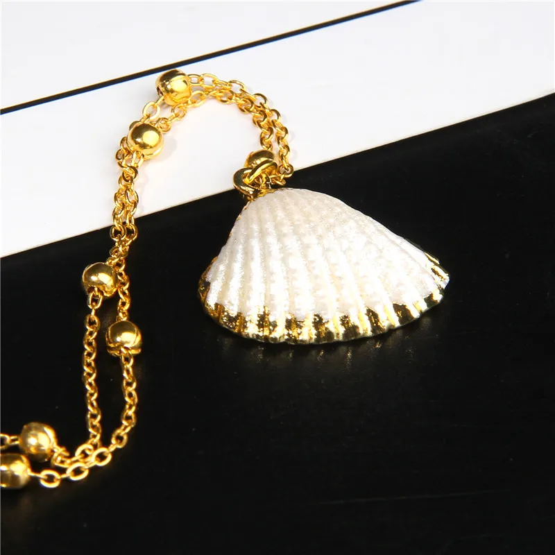 Богемное ожерелье из раковины моллюсков Cowrie для женщин модное золотое с
